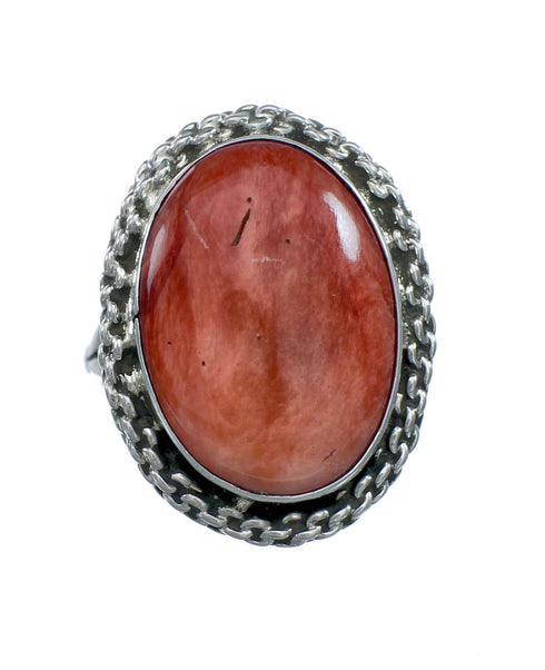 Orange Shell Oyster Navajo Sterling Silver Ring Size 7 NN20192